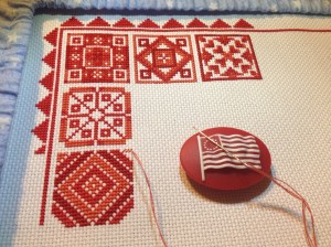 Redwork Quilt... in progress